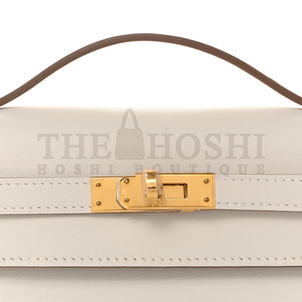 H**me5 SWIFT KELLY POCHETTE CLUTCH MILKSHAKE WHITE GOLD BUCKLE(22*14*7cm) Master Quality